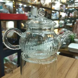 قوری زعفران تمام پیرکس شیاردار کوچک - BazarShoosh
