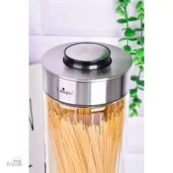 بانکه شیشه ای در استیل 29 سانت یونیک کد 1700 - BazarShoosh