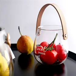 سطل یخ و جا کاردی پیرکس دسته چرمی - BazarShoosh