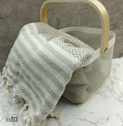شال مبل و روتختی طرحدار کتان ترک - BazarShoosh