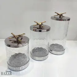 بانکه ترکیب شیشه ترک دار و برنج 3 سایز مدل بامبو