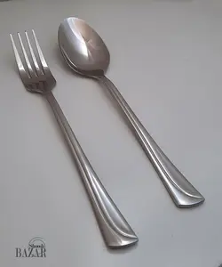 ست قاشق و چنگال نقره ای یونیک مدل شیکاگو خطی