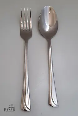 ست قاشق و چنگال نقره ای یونیک مدل شیکاگو خطی