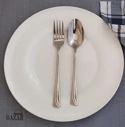 ست قاشق و چنگال نقره ای یونیک مدل شیکاگو خطی