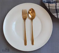 ست قاشق و چنگال طلایی یونیک مدل دنا