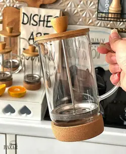 فرنچ پرس پیرکس در بامبو کف چوب پنبه ای