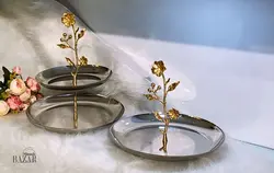 شیرینی خوری استیل دکوری مدل گل ارکیده