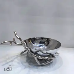 آجیل خوری استیل دکوری 20 سانت طرح شاخ گوزن