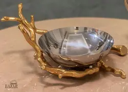 آجیل خوری استیل دکوری 20 سانت طرح شاخ گوزن