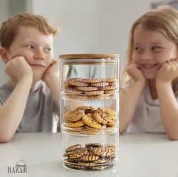 برج تنقلات 3 طبقه پیرکس با درپوش بامبو