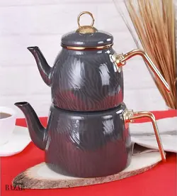 کتری و قوری لعابی مدل آکار رگه دار ترکیه