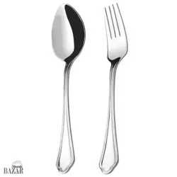 سرویس قاشق و چنگال 86 پارچه ناب استیل مدل ونیز