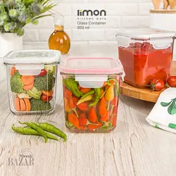 ظرف شیشه ای مربع 860 میلی لیتر لیمون