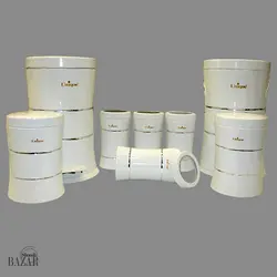 سرویس پاسماوری 8 پارچه کمرباریک خطی تمام سفید یونیک کد UN-4582