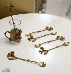 قاشق شربت خوری گل برنجی