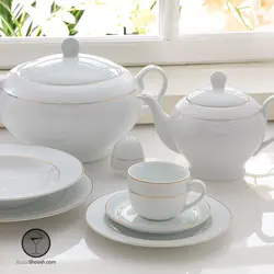 سرویس غذاخوری 102 پارچه مدل سپید صدف 12 نفره سری ایتالیا اف چینی زرین