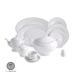 سرویس غذاخوری 102 پارچه مدل سپید صدف 12 نفره سری ایتالیا اف چینی زرین