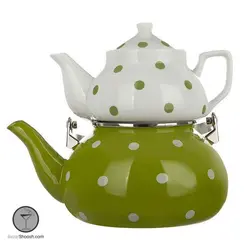 ست کتری و قوری رنگی خال خالی