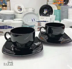 فنجان و نعلبکی آرکوپال مدل کوادراتو مشکی لومینارک