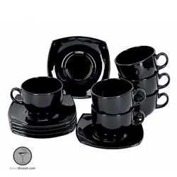 فنجان و نعلبکی آرکوپال مدل کوادراتو مشکی لومینارک