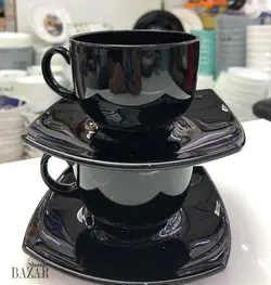 فنجان و نعلبکی آرکوپال مدل کوادراتو مشکی لومینارک