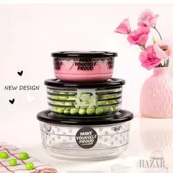 ست ظرف شیشه ای وکیومی تاریخ دار چاپدار