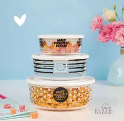 ست ظرف شیشه ای وکیومی تاریخ دار چاپدار