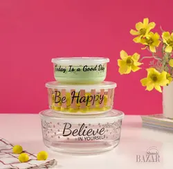 ست ظرف شیشه ای وکیومی تاریخ دار چاپدار