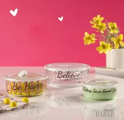 ست ظرف شیشه ای وکیومی تاریخ دار چاپدار