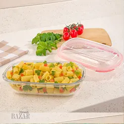 ست ظروف شیشه ای بیضی دربدار لیمون