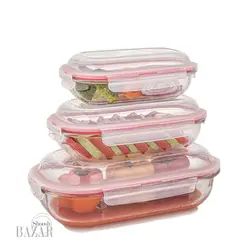 ست ظروف شیشه ای بیضی دربدار لیمون