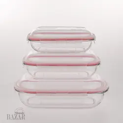 ست ظروف شیشه ای بیضی دربدار لیمون