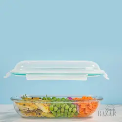 ست ظروف شیشه ای بیضی دربدار لیمون