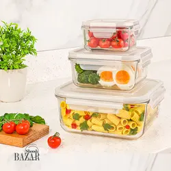 ست ظروف شیشه ای مربع دربدار لیمون