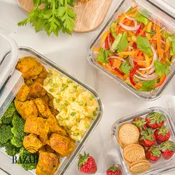 ست ظروف شیشه ای مربع دربدار لیمون