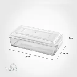 ظرف شیشه ای مستطیل دربدار 1.4 لیتر لیمون