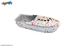 اسباب بازی نوستالژیک قایق نفتی سفید خال خالی کوچک