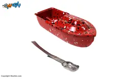 اسباب بازی نوستالژیک قایق نفتی سفید خال خالی کوچک