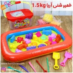 خرید خمیر شنی سطلی با سفره بادی 3 رنگ - بازی دونه