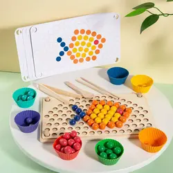 خرید تخته لگاریتمی رنگین کمان چوبی با انبر - بازی دونه