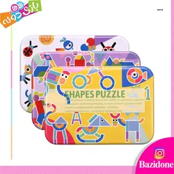 خرید تطابق اشکال چوبی جعبه فلزی (زرد) - بازی دونه