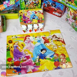 خرید پازل چوبی 100 قطعه جعبه فلزی سفیدبرفی - بازی دونه