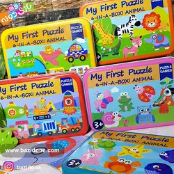 خرید پازل چوبی جعبه فلزی حیوانات جنگل - بازی دونه