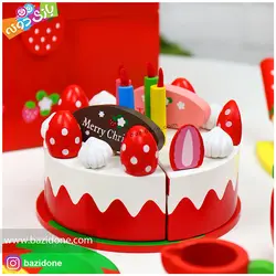 خرید اسباب بازی چوبی کیک تولد توت فرنگی - بازی دونه