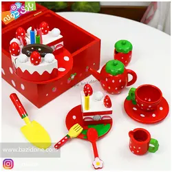 خرید اسباب بازی چوبی کیک تولد توت فرنگی - بازی دونه