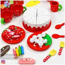 خرید اسباب بازی چوبی کیک تولد توت فرنگی - بازی دونه