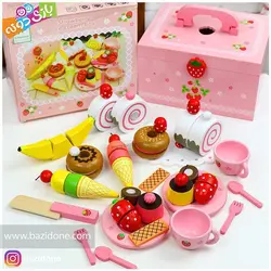 خرید اسباب بازی عصرانه خوری چوبی رولت و میوه - بازی دونه
