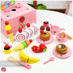 خرید اسباب بازی عصرانه خوری چوبی رولت و میوه - بازی دونه