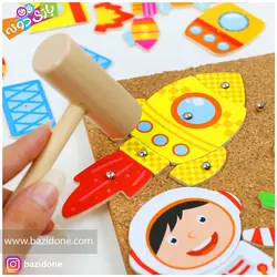 خرید بازی فکری میخ و چکش چوبی مدل فضا - بازی دونه