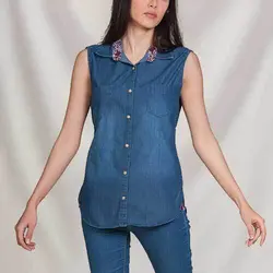 بلوز جین آستین حلقه ای